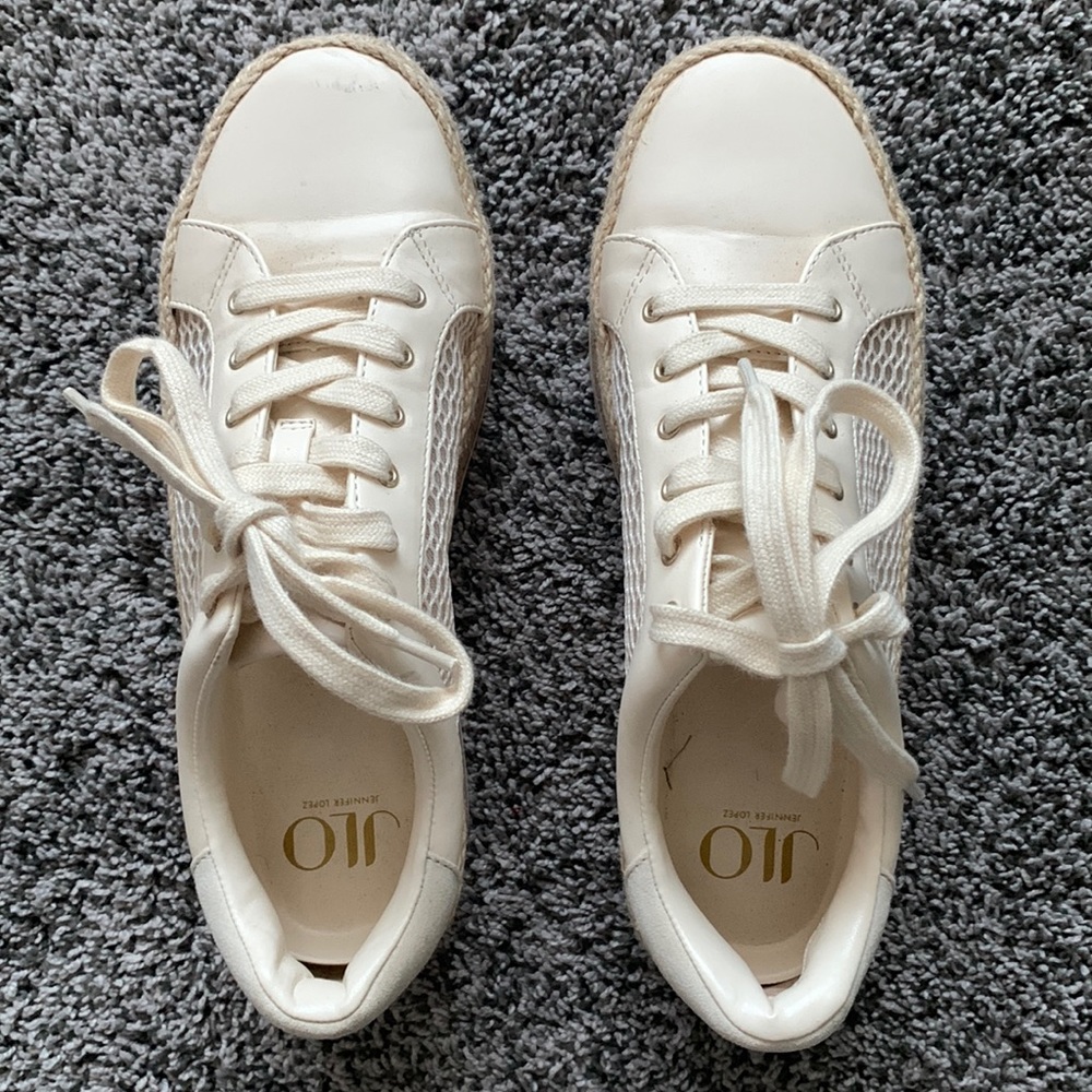 JLo cream flat form sneakers